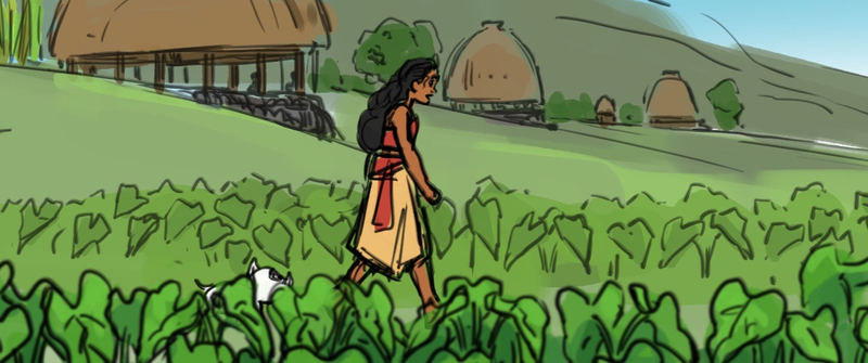 A storyboard from Moana.